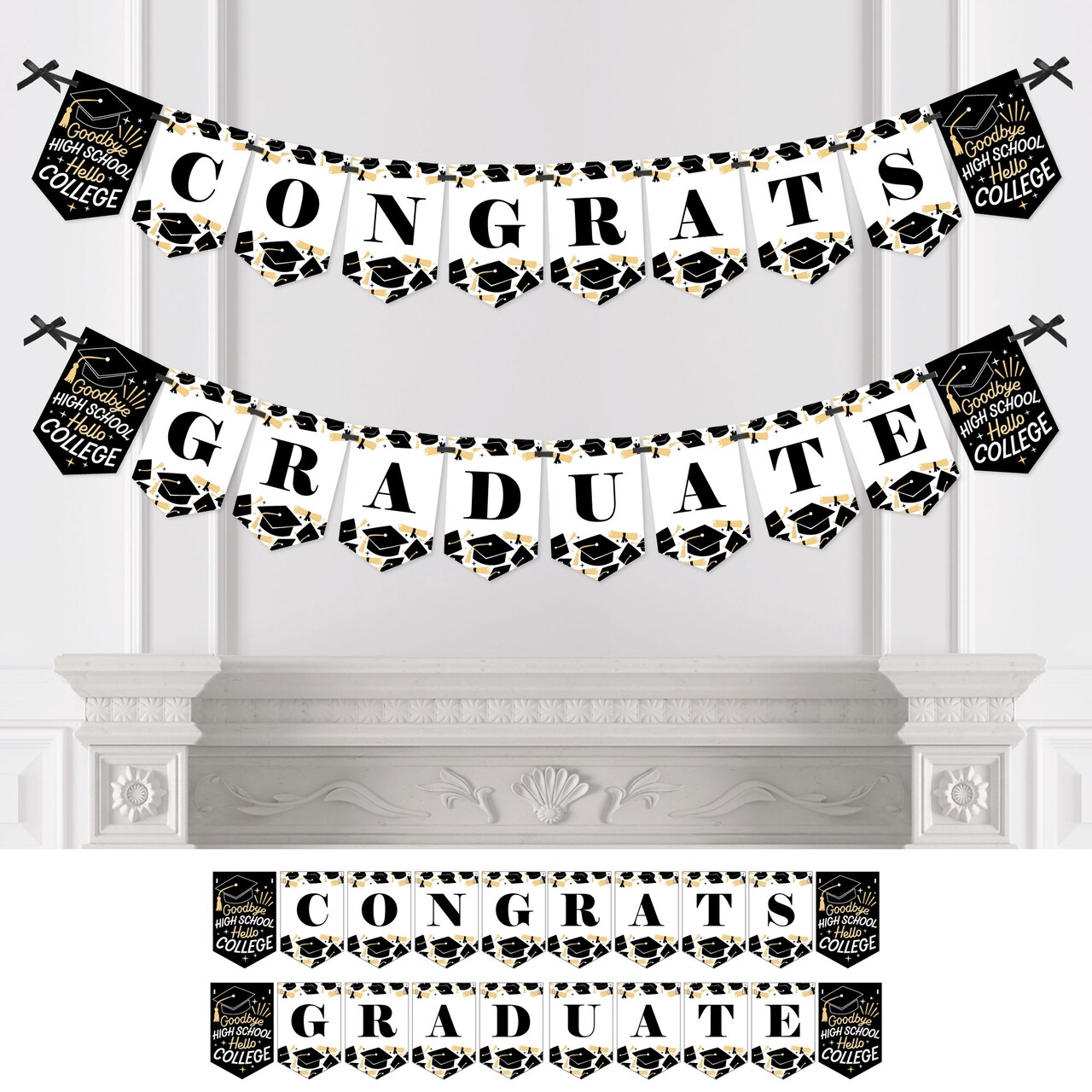 Big Dot of Happiness Hello College Graduation Bunting Banner - Party Decorations - Congrats Grad 2023